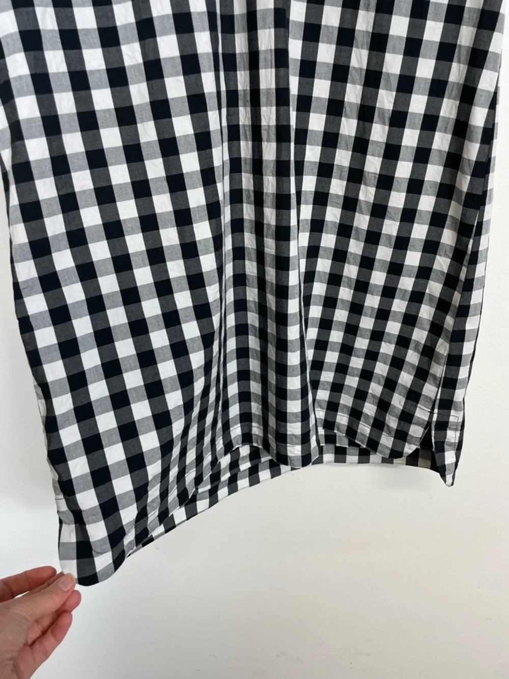 J. Crew Black and White Gingham Shift Dress w/ Tie Sleeves Size Medium